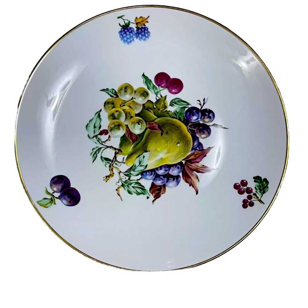 Naaman Israel Pedestal Dessert
Plate Stand Gold Trim Grape Pear
Porcelain EUC